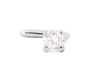 L-Shape Lab Grown Diamond Nose Stud, 14K Solid Gold Diamond Nose Piercing, 22G Dainty 4 Prong Set Diamond Nose Stud