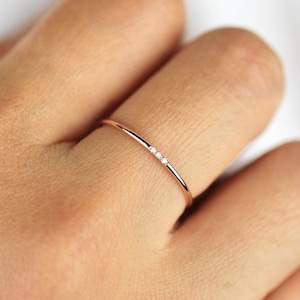 Minimalist Wedding Band, Diamond Wedding Ring, Diamond Wedding Band, Diamond Engagement Band, 1.2mm Full Round Wedding Band, Engagement Ring image 2