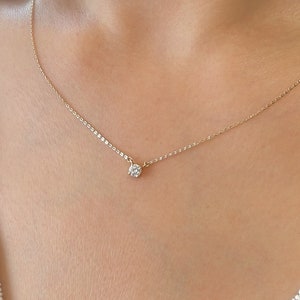 Diamond Necklace, Diamond Solitaire Necklace, Solitaire 4 Prong Diamond Necklace, Prong Set Diamond Necklace, Necklace with Natural Diamond