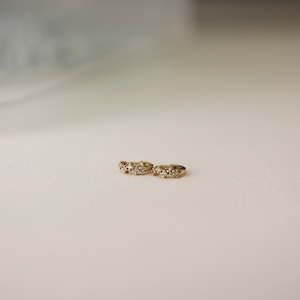 Diamond Cluster Huggie Earrings, 8mm Diamond Hoop Earrings, 5.5mm Inside Diameter, Lab Grown or Natural Diamond Huggie Hoop, Single or Pair image 9