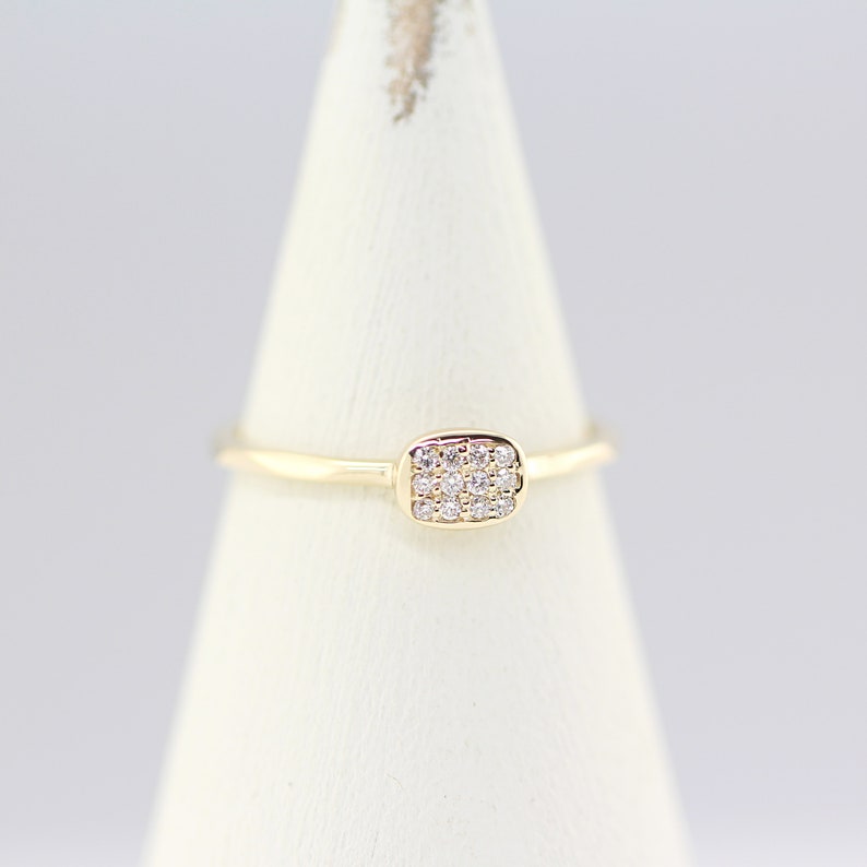 Square Diamond Ring / Unique Diamond Setting Ring / 14K Solid Etsy