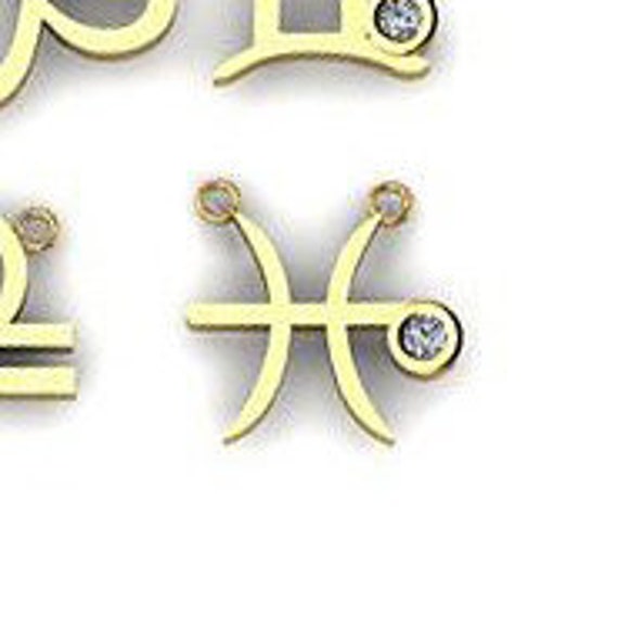 Anello con diamanti del segno zodiacale dei Pesci, anello dei