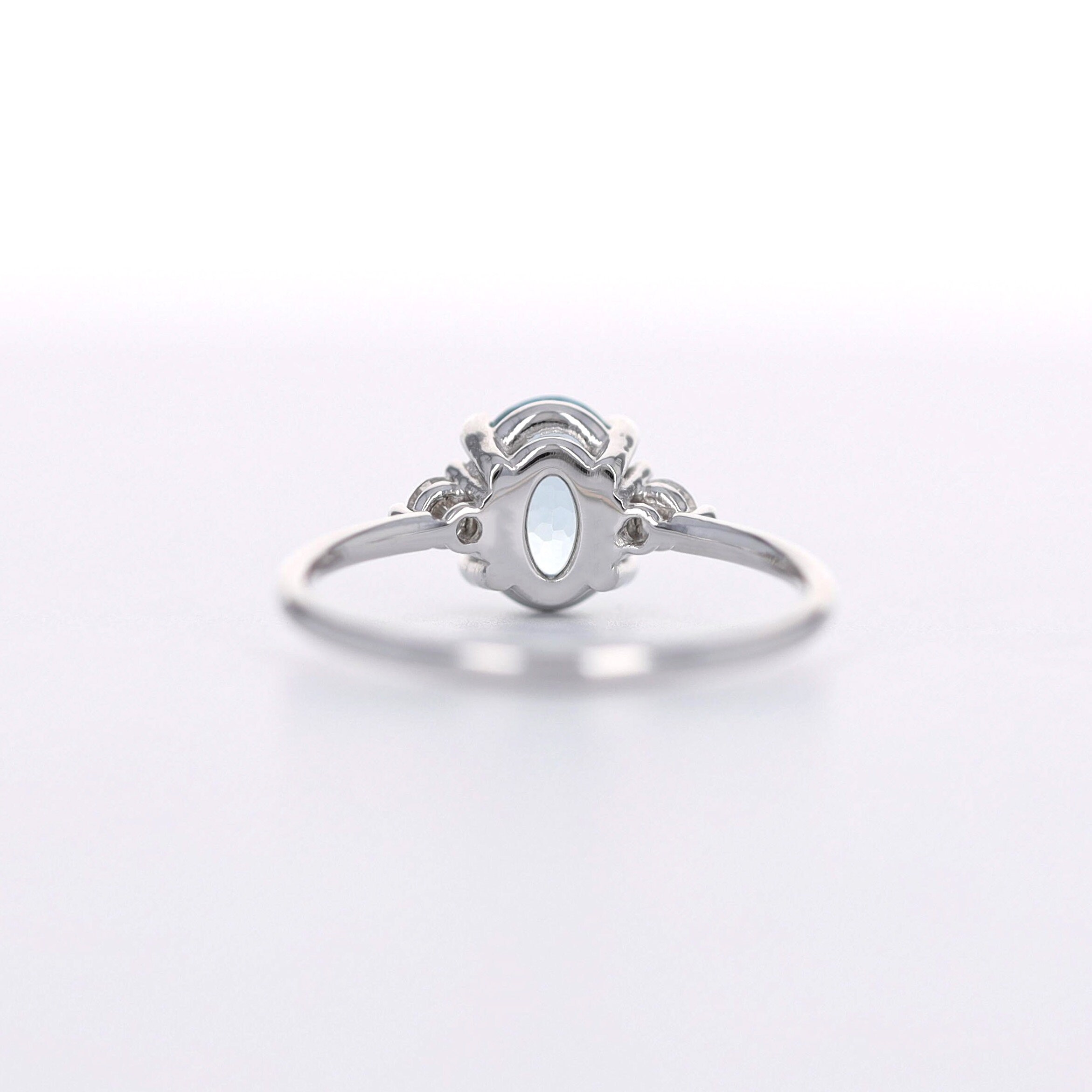 Oval Aquamarine Diamond Ring, Vintage Look Aquamarine Ring, Aquamarine ...