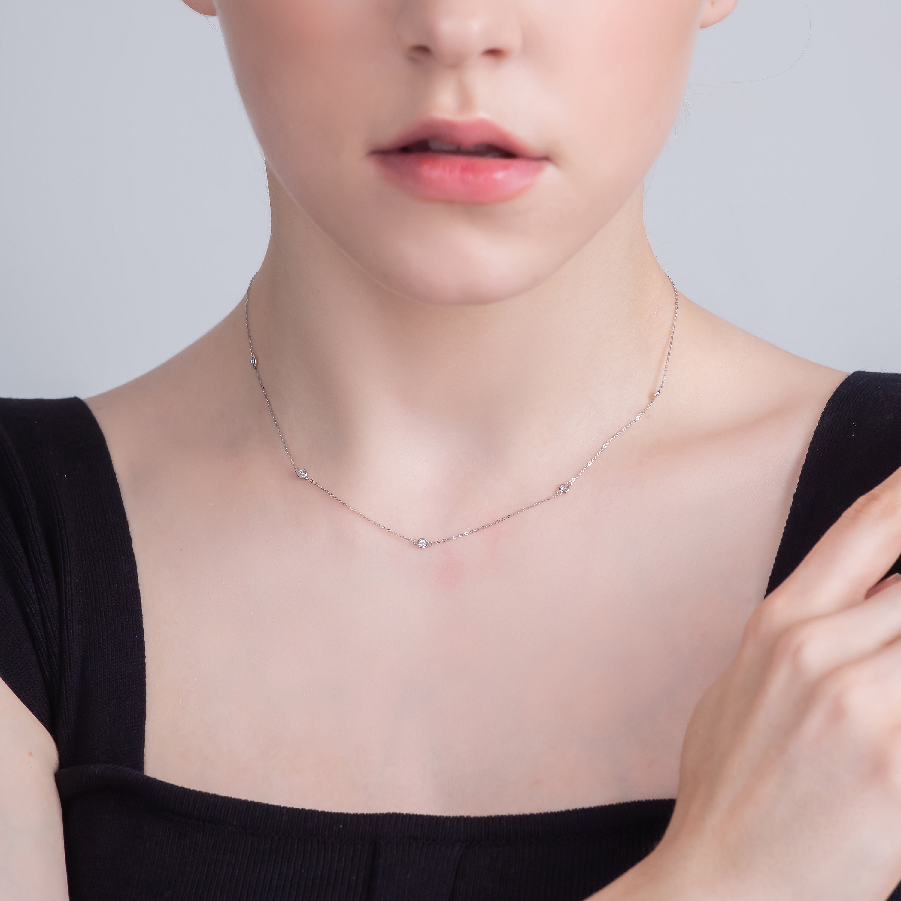 Diamond by the Yard Necklace / 5 Bezel 