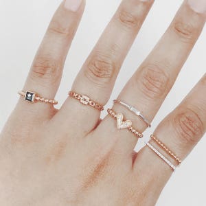 Diamond Ring, 14K Solid Gold Diamond Chain Shape Ring, Square Diamond Ring, Unique Ring, Minimalist Ring, Wedding Ring, Wedding Band image 5