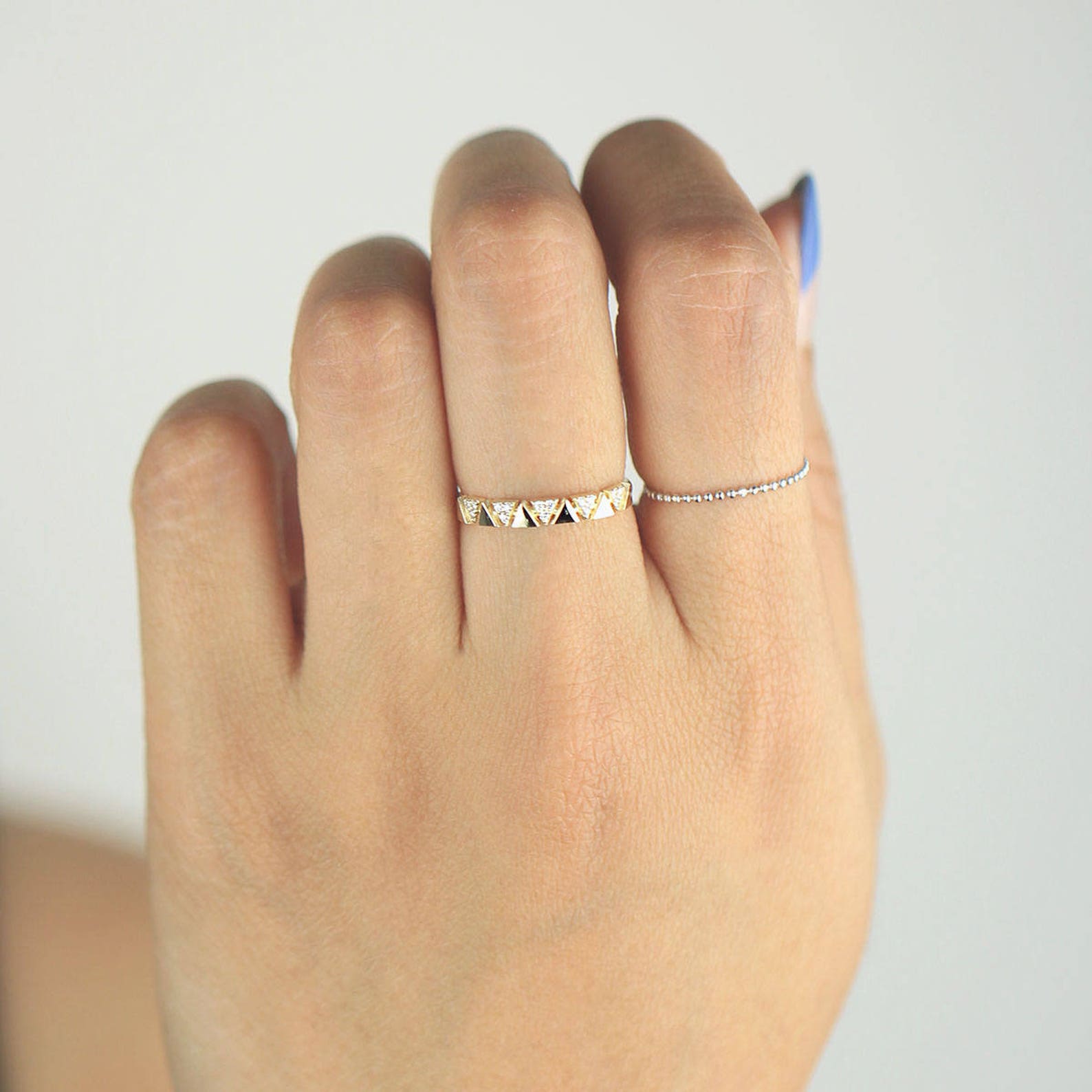 Diamond Wedding Band Alternating Triangle Diamond Wedding Etsy