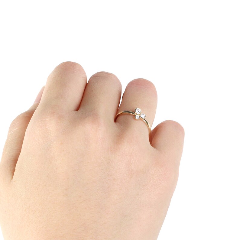 Triple Diamond Ring Three Diamond Ring Diamond Band Diamonds Wedding Ring Diamond Wedding Band Minimalist Ring Gifts For Her