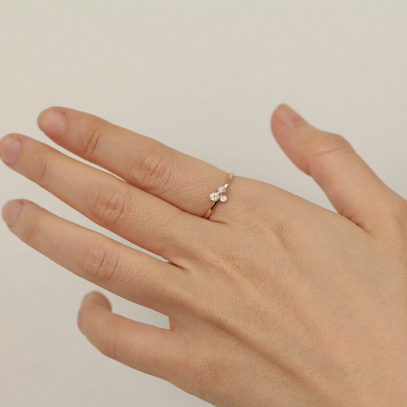 Triple Diamond Ring Three Diamond Ring Diamond Band Diamonds Wedding Ring Diamond Wedding Band Minimalist Ring Gifts For Her