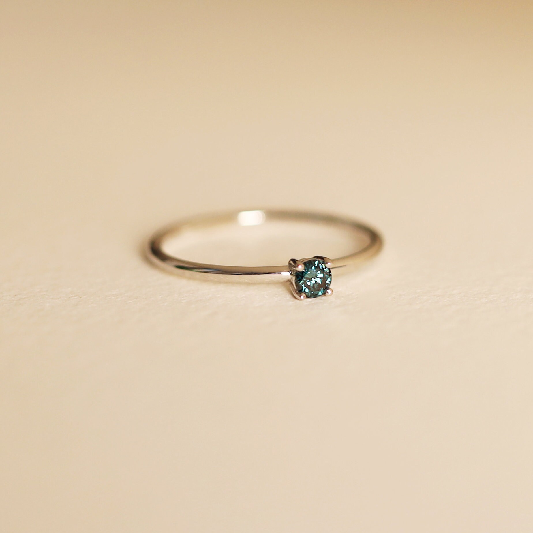Natural Blue Diamond Ring 4 Prong Ring Blue Diamond Ring Blue