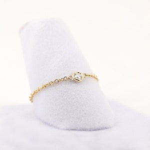 Dainty Diamond Chain Ring, Natural Diamond Set Bezel Chain Ring ...