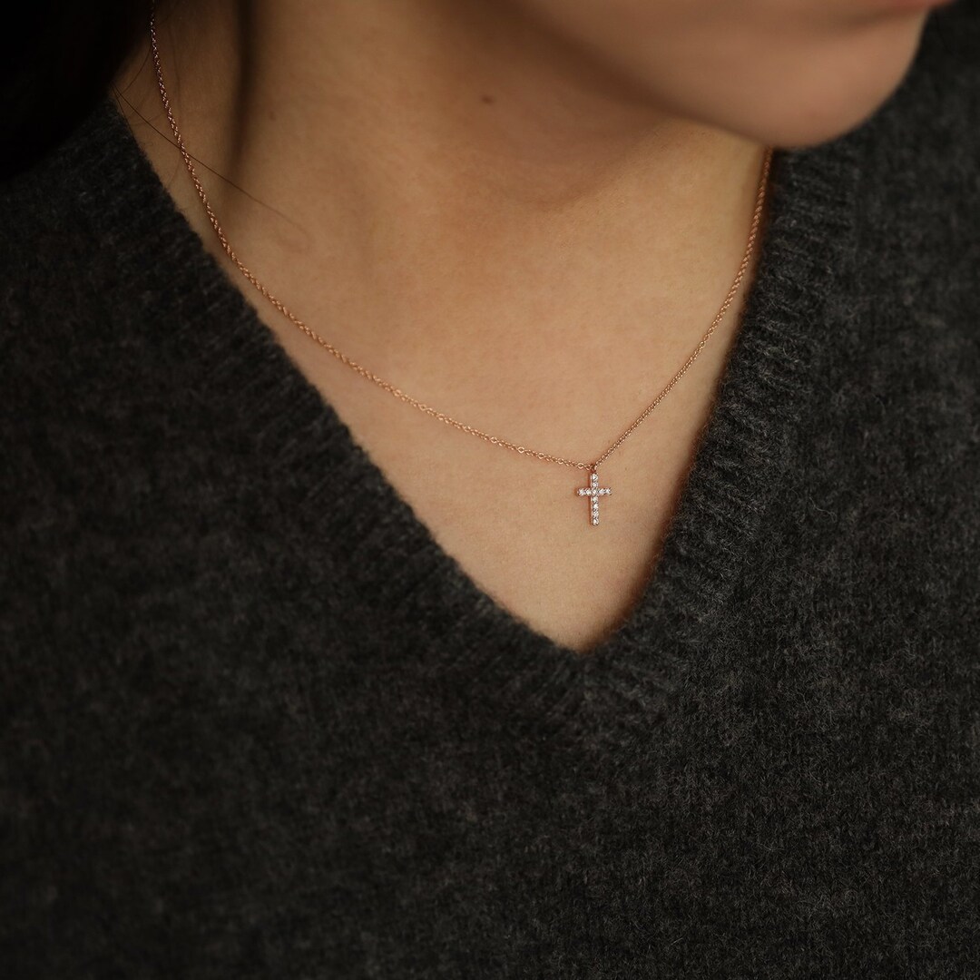 Dainty Diamond Cross Necklace