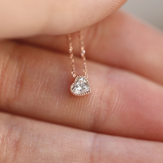 Heart Diamond Necklace Diamond Solitaire Necklace Heart 