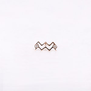 Aquarius Zodiac Sign Diamond Earring, Aquarius Earring, Aquarius Stud Earring, Diamond Earring, 14K Gold Horoscope Jewelry, Single Piece image 5