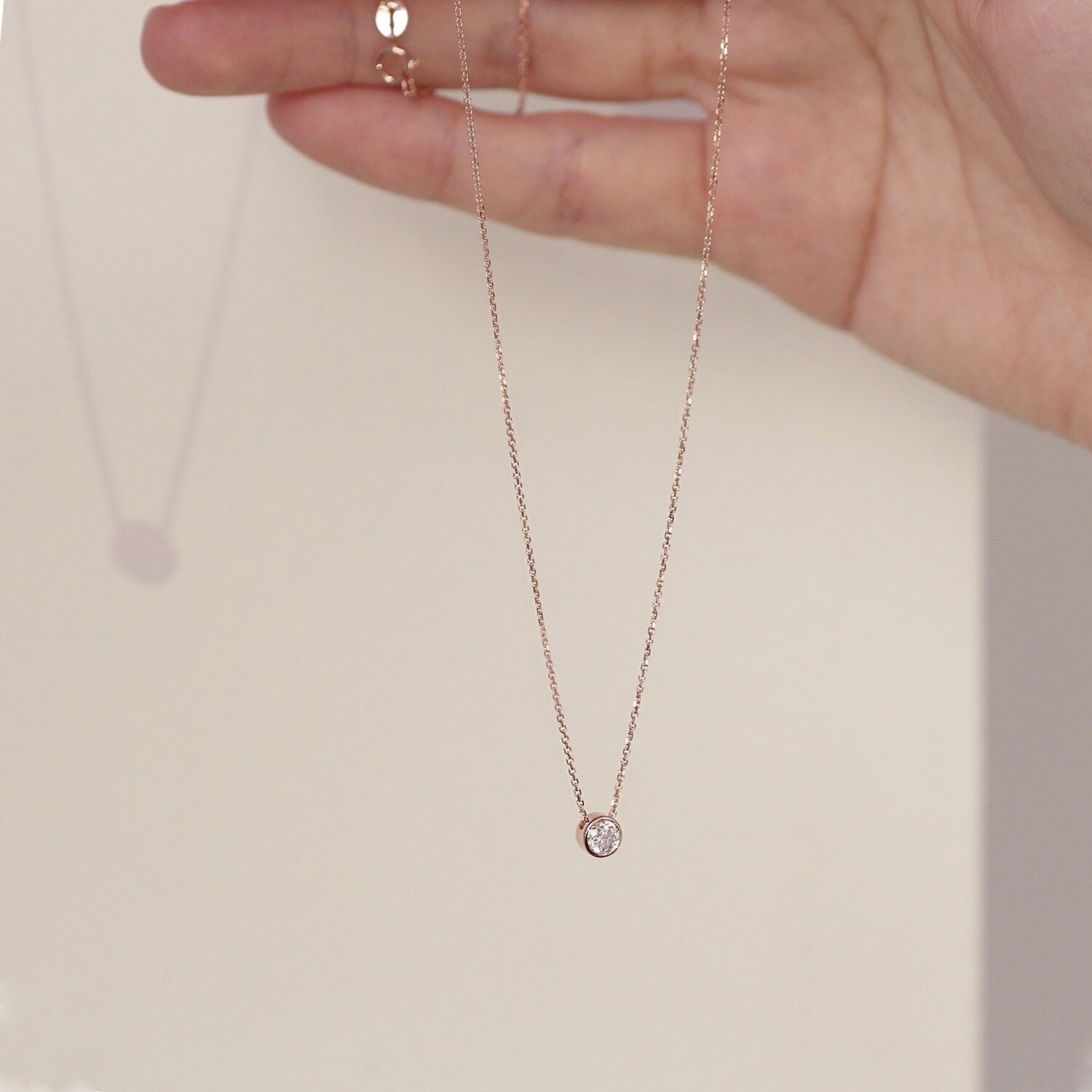 Diamond Necklace Diamond Solitaire Necklace Natural Etsy