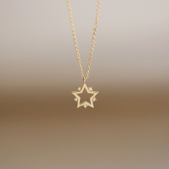 925 Sterling Silver Cz Star Of David Pendant Necklace Womens 14.5mm(0.57") Gold