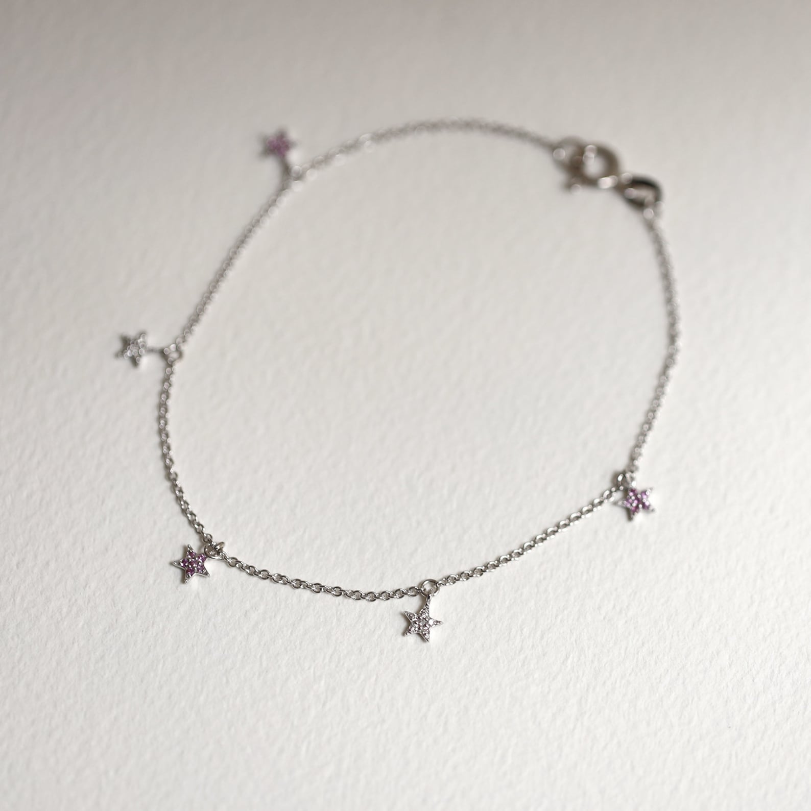 Enamel Star Charm Pendant Bracelet - Pink main image 0