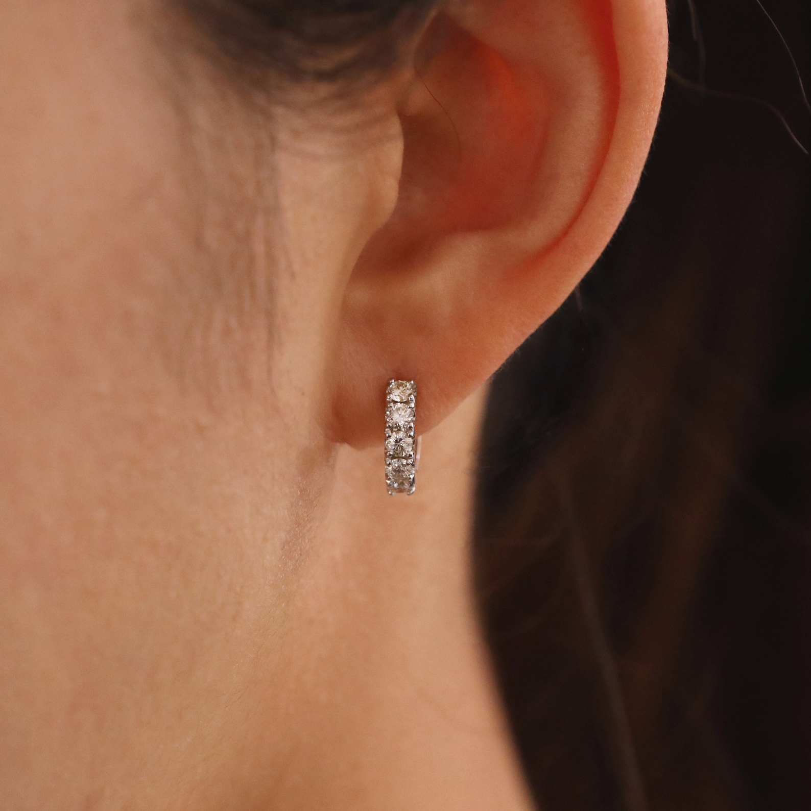 Chunky Diamond Huggie Earrings Wide Diamond Hoop Earrings - Etsy