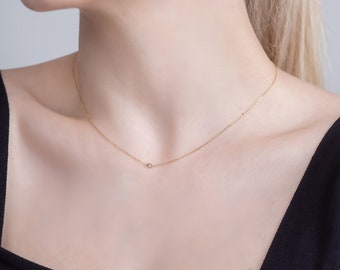 Collier ras de cou diamant, collier ras de cou diamant naturel sans conflit, collier diamant, tour de cou diamant naturel, tour de cou minimaliste en or 14 carats