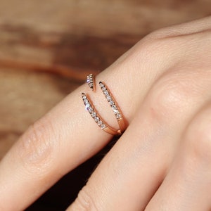 Diamond Ring, Diamond Band, Unique Wedding Diamond Ring, 14K Solid Gold Diamond Ring, Diamond Stacking Ring, Diamond Minimalist Ring image 2