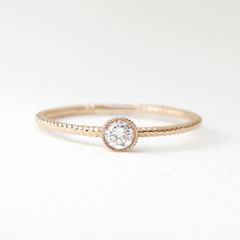 Engagement Ring, Solitaire Diamond Ring, Diamond Ring, Diamond, Wedding Ring, Engagement Band, Engagement Band, 0.15 ctw Solitaire Ring image 1