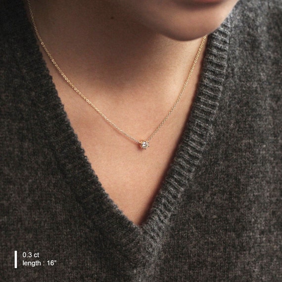 Simple Choker Necklace Minimalist Solitaire | Two Be Wed Jewelry