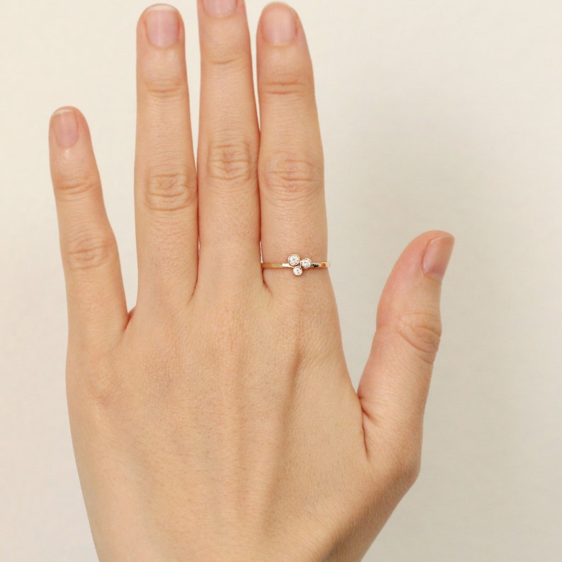 Triple Diamond Ring Three Diamond Ring Diamond Band Diamonds Wedding Ring Diamond Wedding Band Minimalist Ring Gifts For Her