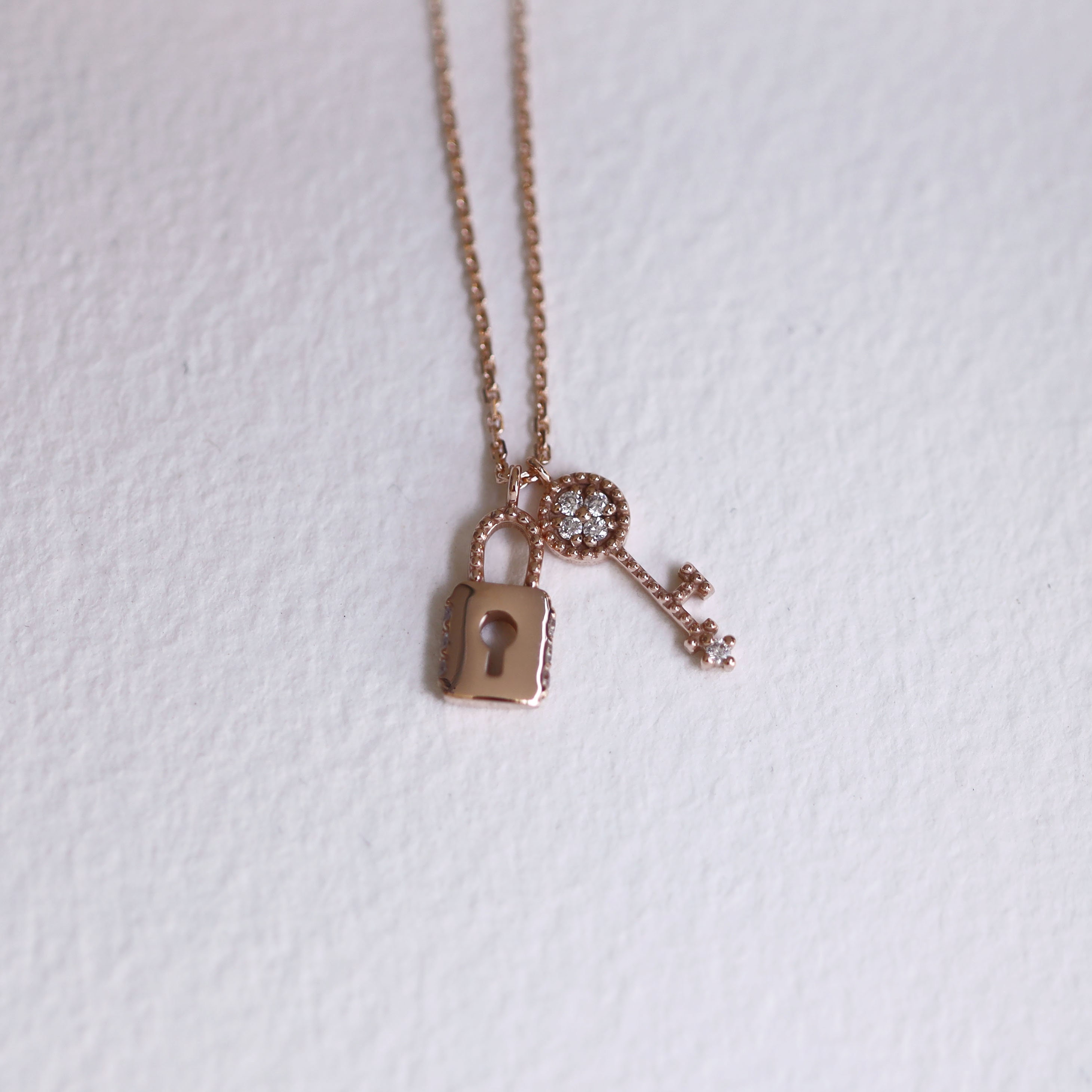 Diamond Lock and Key Pendant Necklace / Lock and Key Diamond Necklace / Lock Necklace / Key