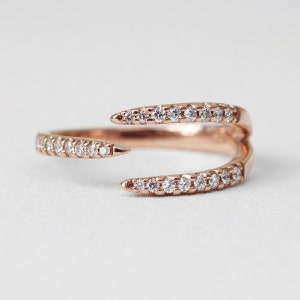 Diamond Ring, Diamond Band, Unique Wedding Diamond Ring, 14K Solid Gold Diamond Ring, Diamond Stacking Ring, Diamond Minimalist Ring image 3