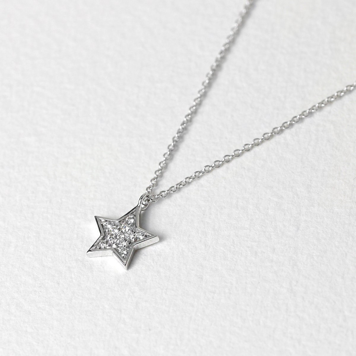 Diamond Star Necklace Star Pendant Diamond Necklace 14k | Etsy