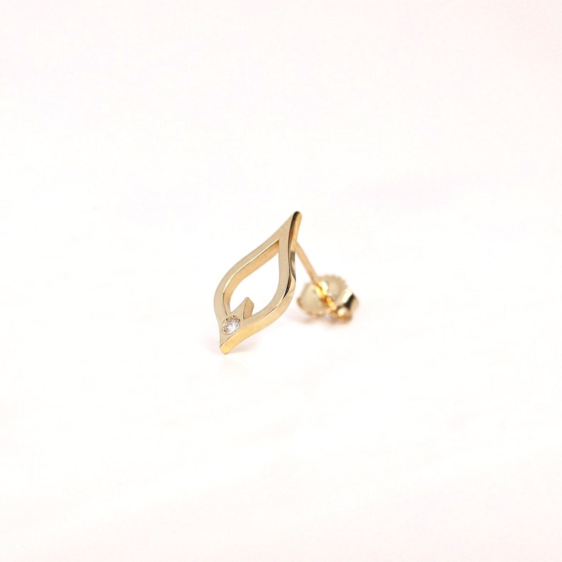 Ornate Diamond Earrings, Unique Diamond Earrings, Organic Shaped Earrings, Solid Gold Statement Earrings, Gifts for her image 4
