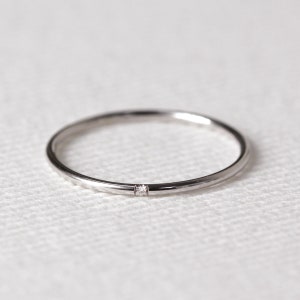 Minimalist Wedding Band, Diamond Wedding Ring, Diamond Wedding Band, Diamond Engagement Band, 1.2mm Full Round Wedding Band, Engagement Ring image 10