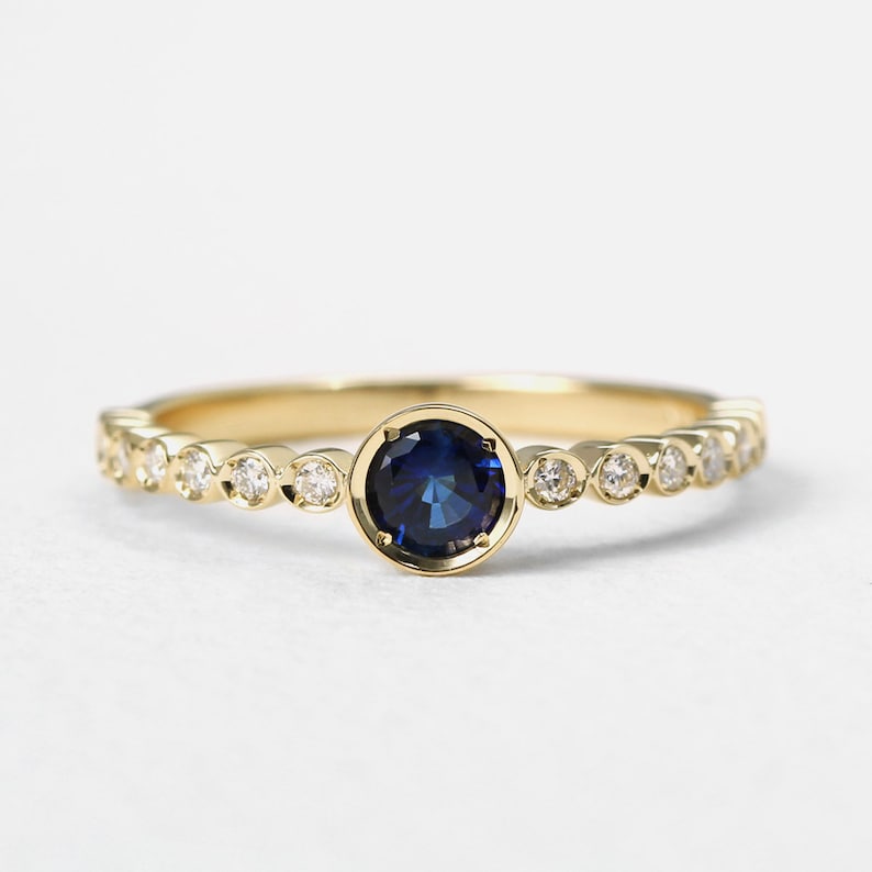 Blue Sapphire Ring Unique Blue Sapphire Diamond Ring Diamond - Etsy