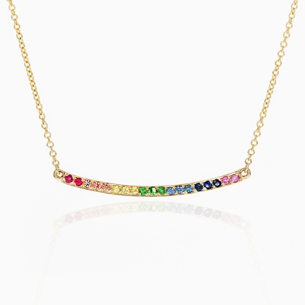 Rainbow Sapphire Necklace, Natural Multi Colored Sapphire Stone ...