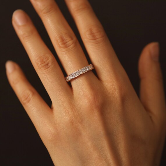 Channel set princess cut diamond engagement ring clearance