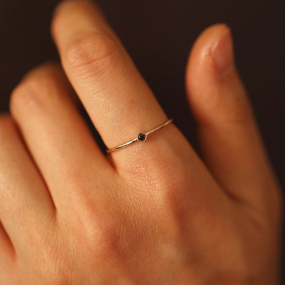 Tiny black diamond ring sale