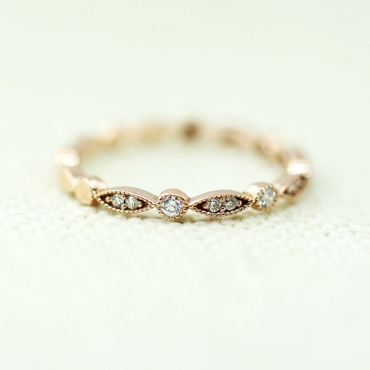 Art Deco Diamond Wedding Ring, Vintage Diamond Wedding Band, Art Deco ...