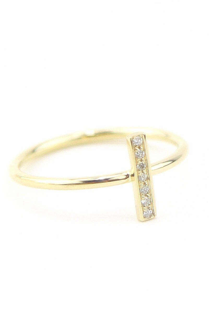 Bar Style Diamond Ring 14K Solid Gold Diamond Set Ring Diamond - Etsy