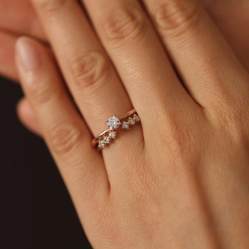 Diamond Large Wedding Band Guard Ring Unique Wedding Band Etsy