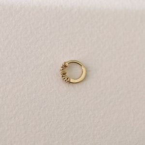 Diamond Cluster Huggie Earrings, 8mm Diamond Hoop Earrings, 5.5mm Inside Diameter, Lab Grown or Natural Diamond Huggie Hoop, Single or Pair image 8