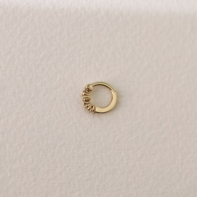 Diamond Cluster Huggie Earrings, 8mm Diamond Hoop Earrings, 5.5mm Inside Diameter, Lab Grown or Natural Diamond Huggie Hoop, Single or Pair image 8