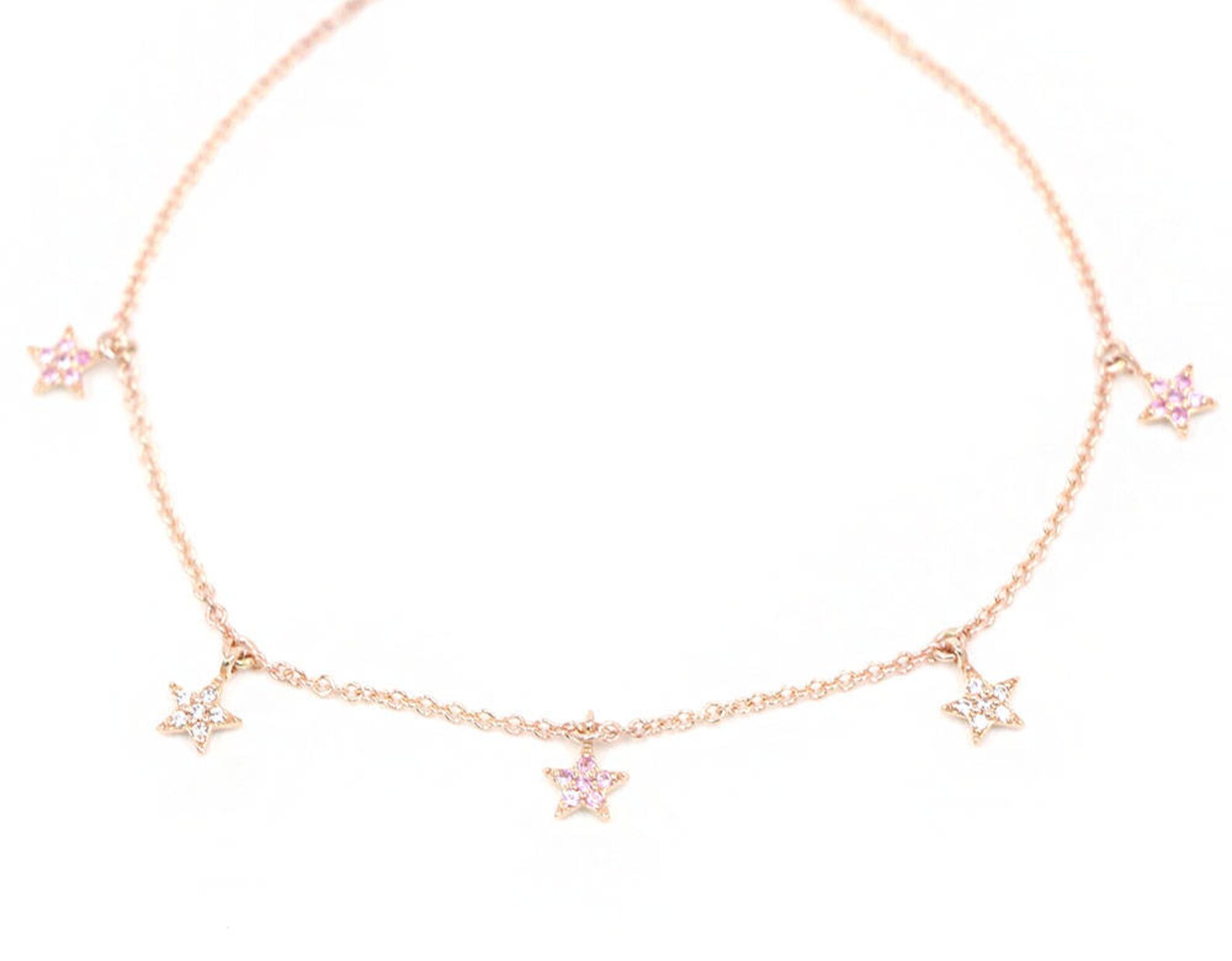 Enamel Star Charm Pendant Bracelet - Pink main image 1