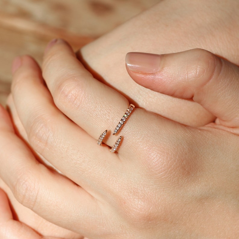 Diamond Ring, Diamond Band, Unique Wedding Diamond Ring, 14K Solid Gold Diamond Ring, Diamond Stacking Ring, Diamond Minimalist Ring image 1