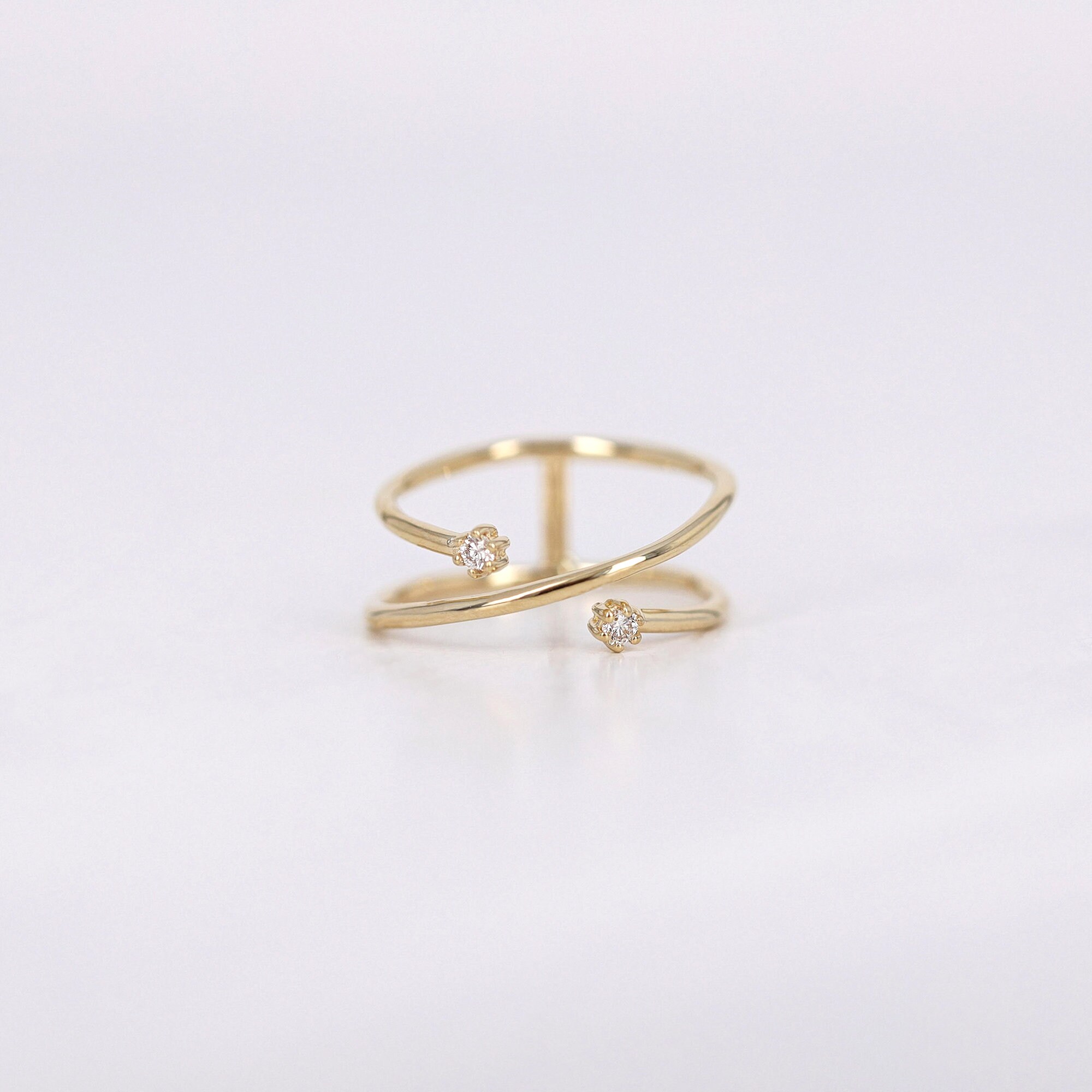 Diamond Ring / Open Cross Ring / Criss Cross Diamonds Ring / Minimalist ...