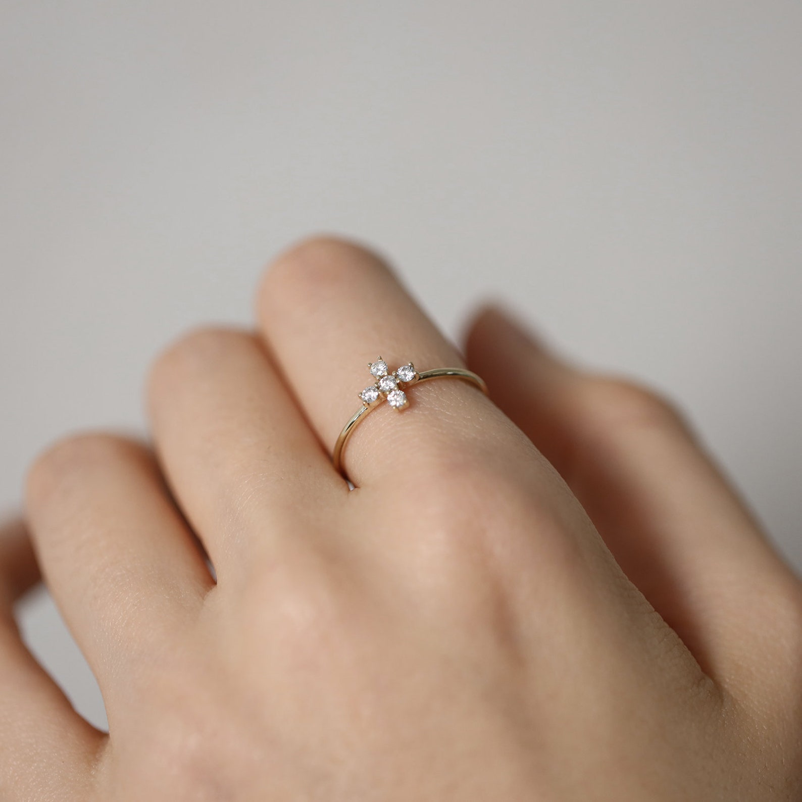Diamond Cross Ring, Diamond Wedding Band, Stacking Cross Ring, Promise ...