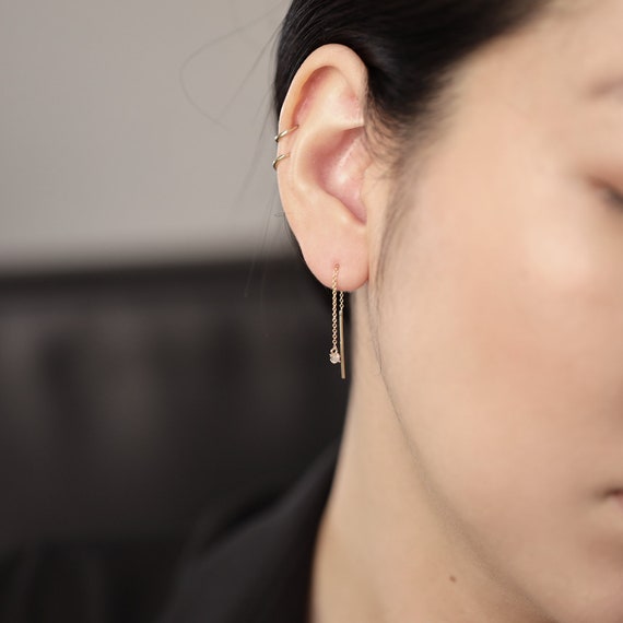 Gravity baguette marquise diamond earrings - xiao wang jewelry