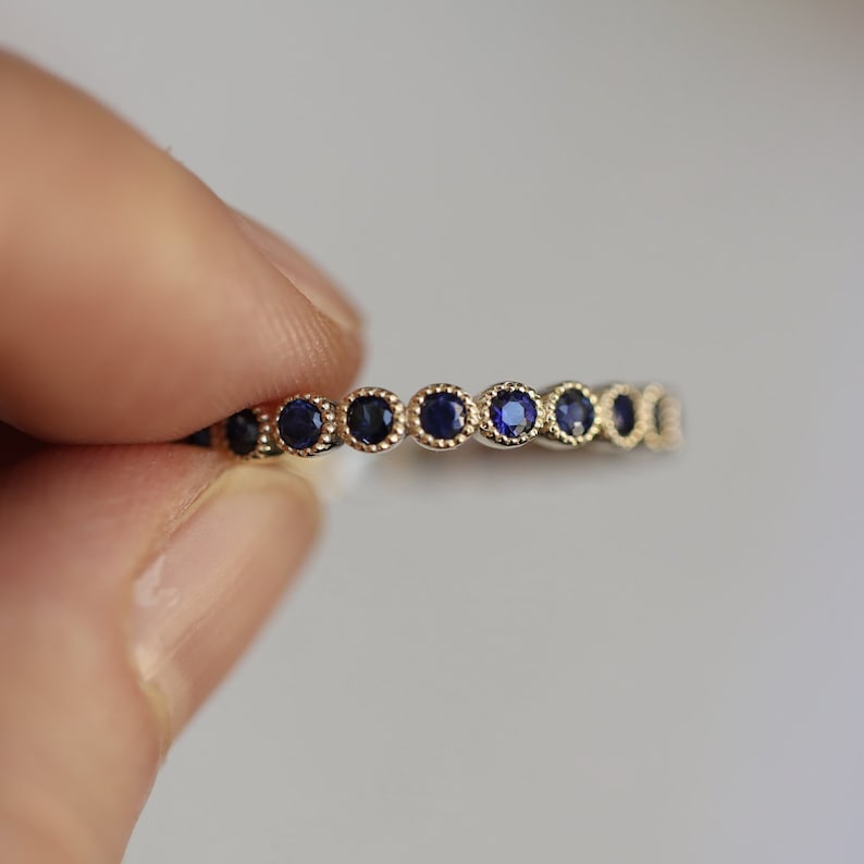 Sapphire Blue Bezel Eternity Band