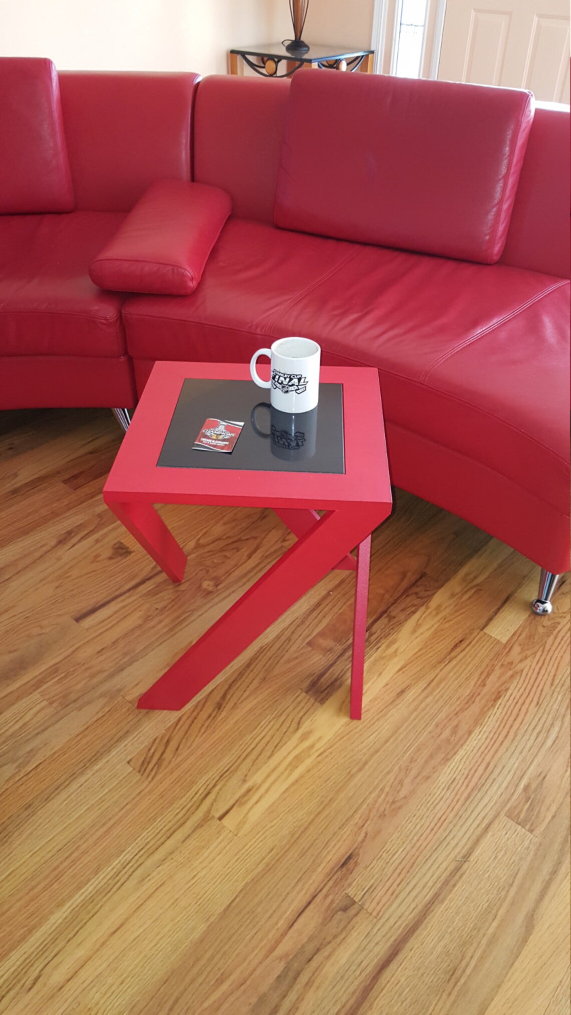 End Table Side Accent Table in Black and Red Etsy