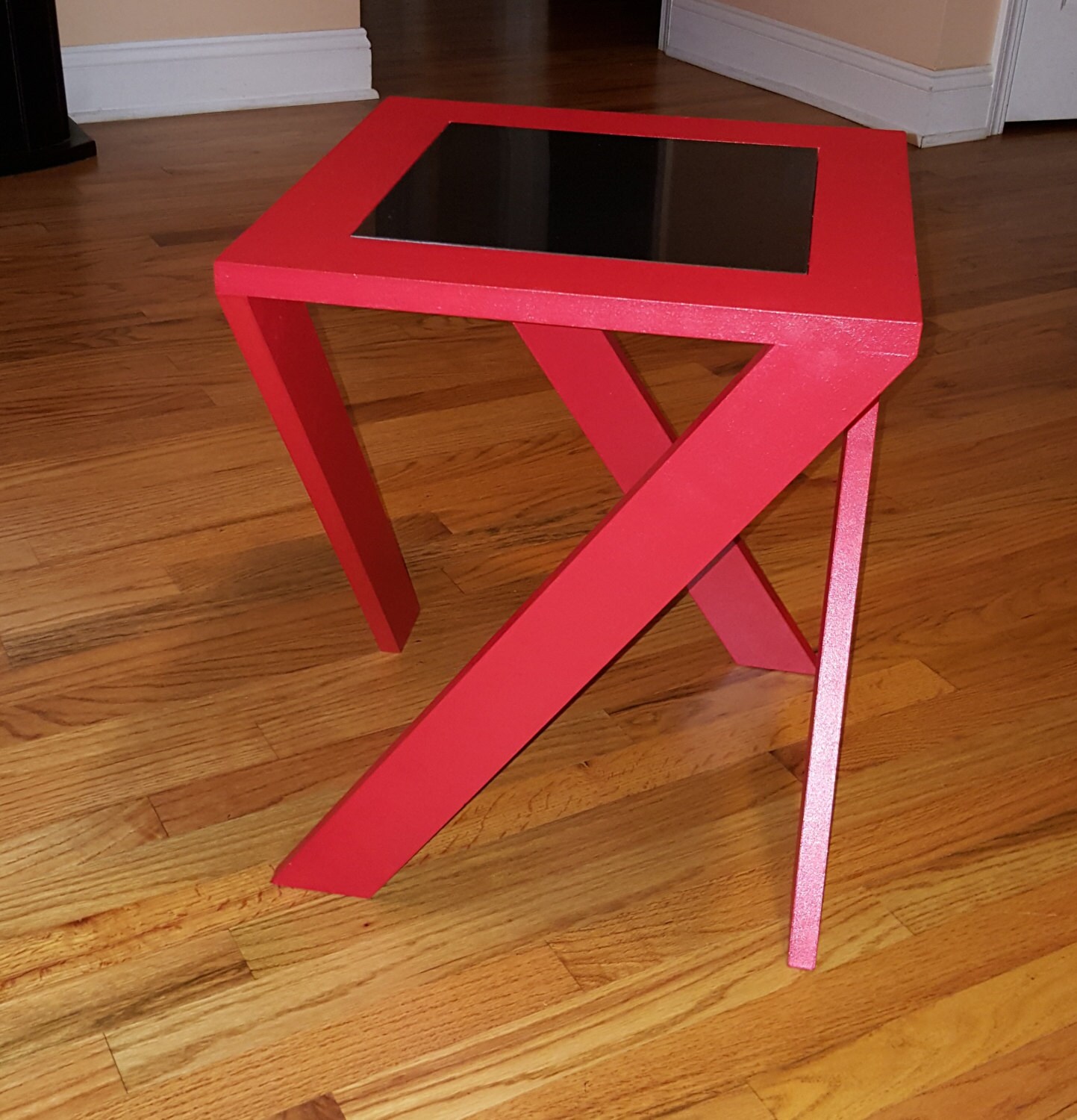 End Table Side Accent Table in Black and Red Etsy