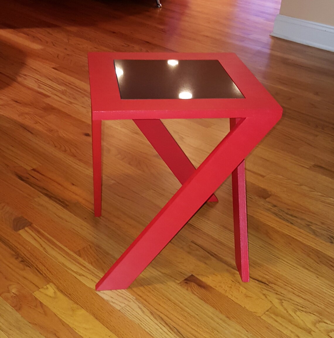 End Table Side Accent Table in Black and Red Etsy