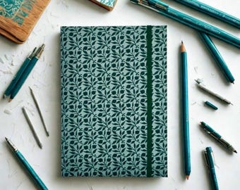 William Morris Rosehip Fabric Journal: A5 Hardback with Lined Pages and Pocket